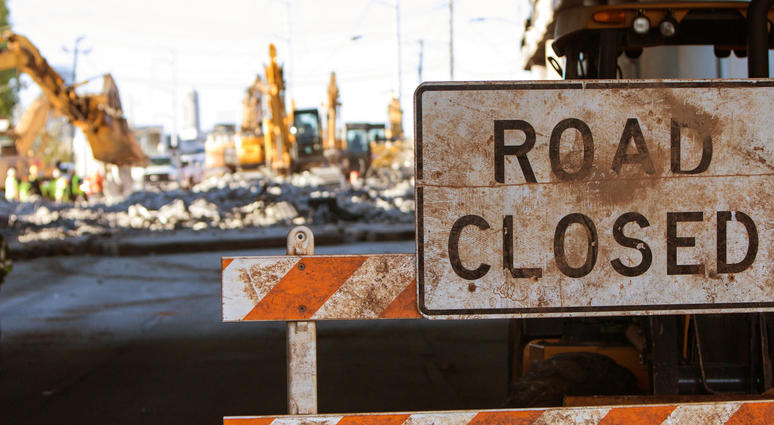 Road closed sign