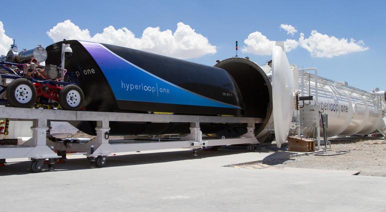 Virgin Hyperloop test site with pod and tube
