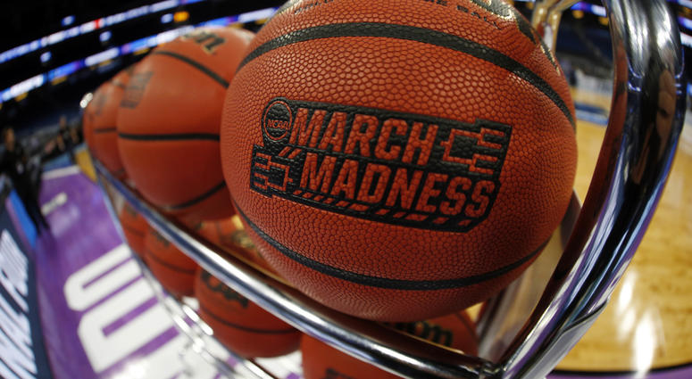 General view of a March Madness basketball General view of a March Madness basketball