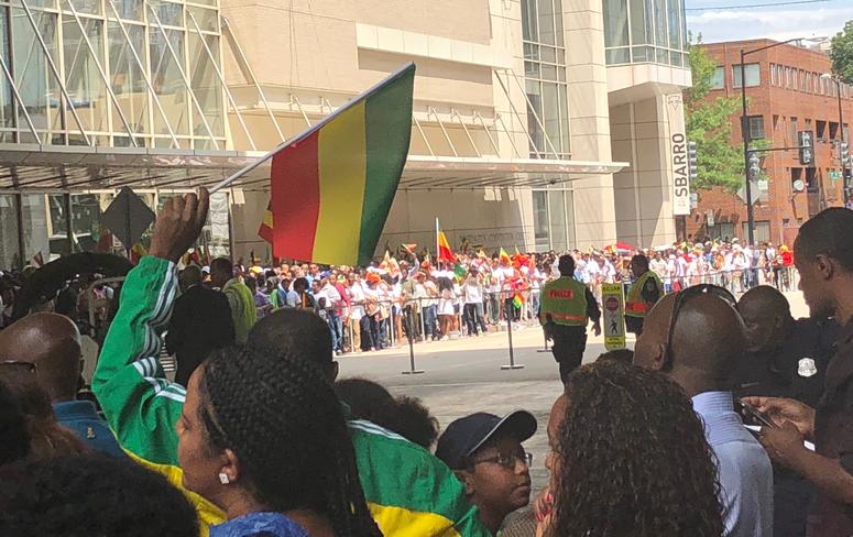 Crowd shot outside Washington Convention Center in DC to see Ethiopian Prime Minister Crowd shot outside Washington Convention Center in DC to see Ethiopian Prime Minister