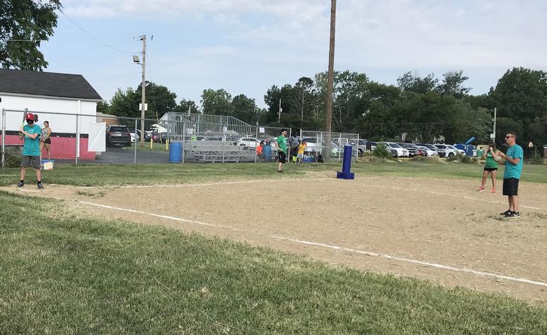 A.J. Ashby at the plate with his dad pitching in the Minds Eye Beepball tournament in St. Louis. A.J. Ashby at the plate with his dad pitching in the Minds Eye Beepball tournament in St. Louis.