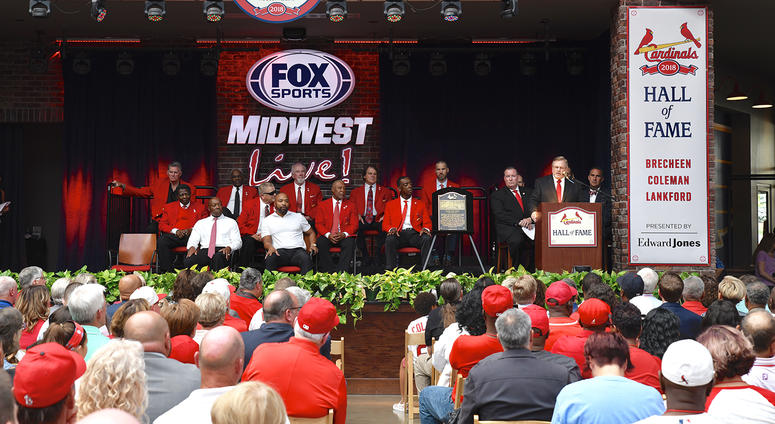 From the St. Louis Cardinals 2018 Hall of Fame induction ceremony at Ballpark Village. From the St. Louis Cardinals 2018 Hall of Fame induction ceremony at Ballpark Village