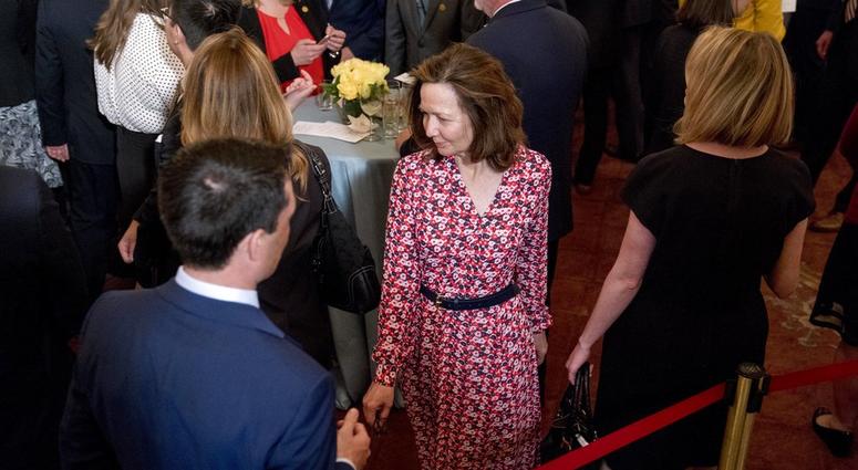 Gina Haspell In this May 2, 2018, photo, CIA Director-nominee Gina Haspel attends the ceremonial swearing in for Secretary of State Mike Pompeo at the State Department in Washington. Haspel is telling senators that she would stand firm against restarting the spy agenc