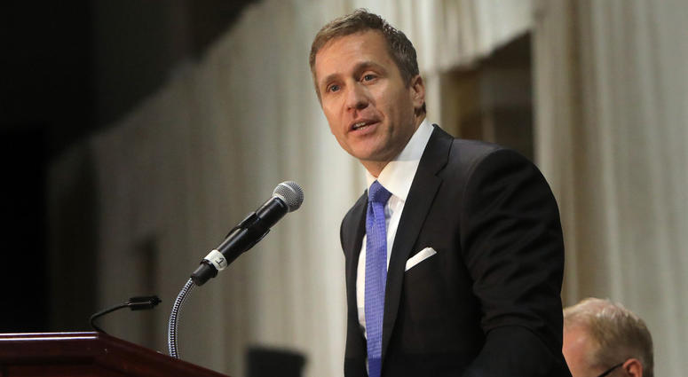 Gov. Eric Greitens delivers the keynote address at the St. Louis Area Police Chiefs Association 27th Annual Police Officer Memorial Prayer Breakfast on April 25, 2018, at the St. Charles Convention Center.