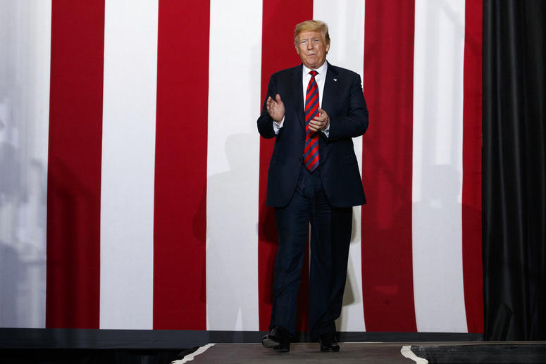 President Donald Trump speaks during a campaign rally in Springfield, Mo.