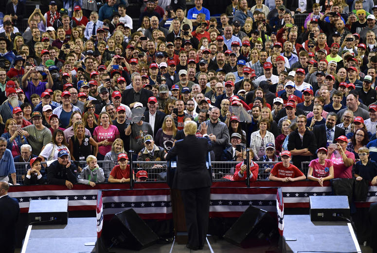 President Donald Trump speaks at a rally in Council Bluffs, Iowa