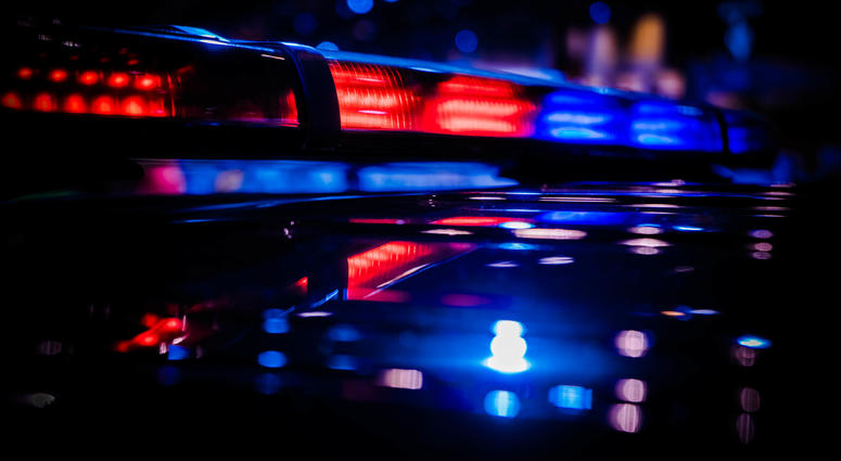 Police car lights at night