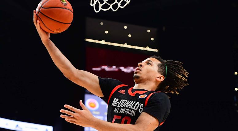 Cole Anthony UNC Cole Anthony of Oak Hill Academy in Virginia goes up for a layup during the 2019 McDonald's High School Boys All-American Game.