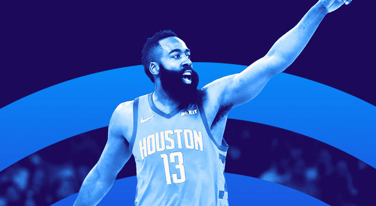James Harden James Harden of the Houston Rockets points during the NBA Playoffs.