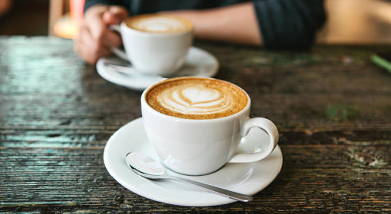 A latte with heart art