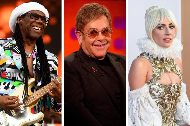 Nile Rodgers, Elton John and Lady Gaga Nile Rodgers, Elton John and Lady Gaga