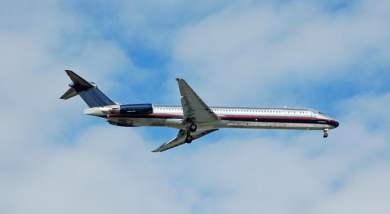 Silver McDonnell Douglas DC-9 (MD-80) airplane Silver McDonnell Douglas DC-9 (MD-80) airplane
