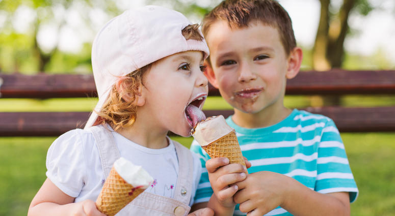 Kids Sharing Ice Cream Kids Sharing Ice Cream
