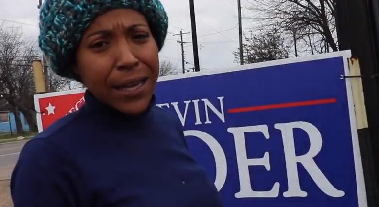 Dallas City Council Candidate Yvette Gbalazeh Shown With Campaign Sign Of Councilman Kevin Felder