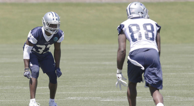 Dallas Cowboys cornerback Chidobe Awuzie (33) defends against wide receiver Dez Bryant (88) in practice at the Star in Frisco. Dallas Cowboys cornerback Chidobe Awuzie (33) defends against wide receiver Dez Bryant (88) in practice at the Star in Frisco.