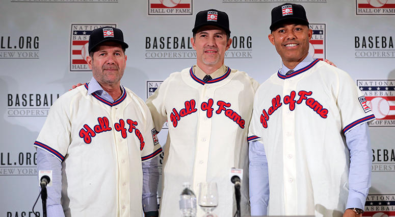 Baseball Hall of Fame inductees Baseball Hall of Fame inductees Edgar Martinez, left, Mike Mussina, center, and Mariano Rivera, right