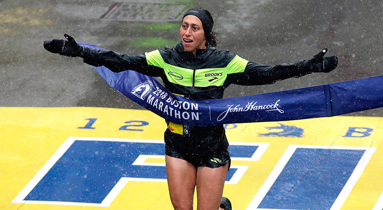 Boston Marathon Desiree Linden, of Washington, Mich., wins the women's division of the 122nd Boston Marathon on Monday, April 16, 2018, in Boston. She is the first American woman to win the race since 1985.