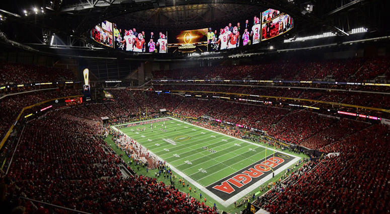 Georgia Bulldogs and the Alabama Crimson Tide in the 2018 CFP national championship college football game Georgia Bulldogs and the Alabama Crimson Tide in the 2018 CFP national championship college football game