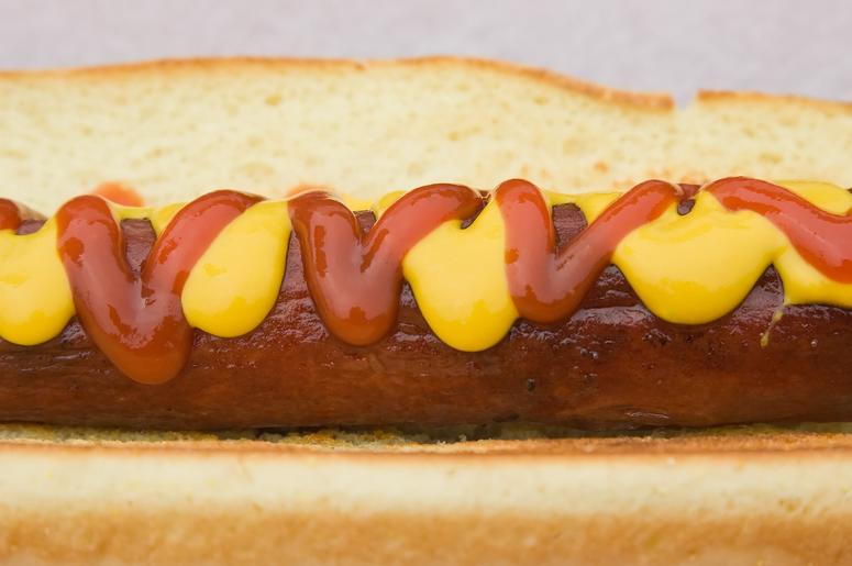 Hot dog on a bun