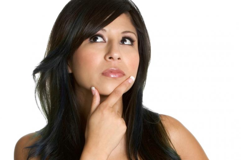 Beautiful thinking isolated hispanic woman