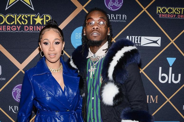 Cardi B and Offset of Migos walking on the red carpet at the The 2018 MAXIM Party held at Schaffer-Richardson Building on February 3, 2018 in Minneapolis, Minnesota. (Photo by Anthony Behar/Sipa USA)