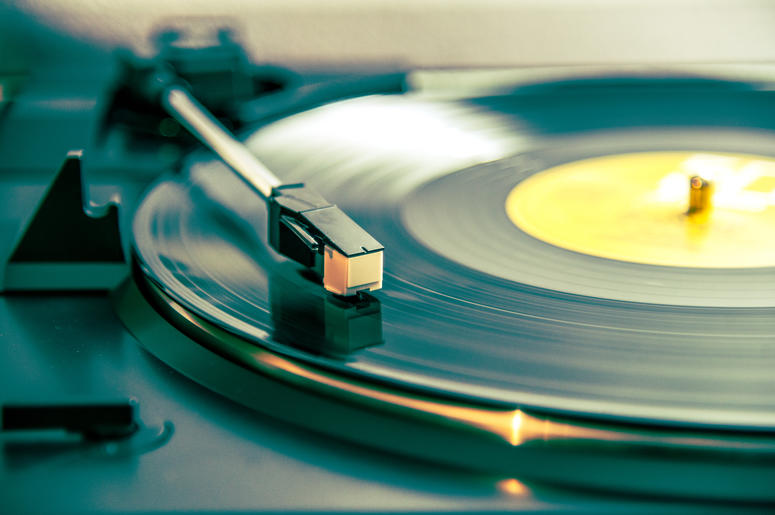 Vinyl record on a turntable Vinyl record on a turntable