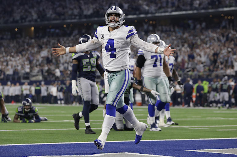 Dak Prescott, Dallas Cowboys, Touchdown, Celebration, Seattle Seahawks, Playoff, 2019 Dak Prescott, Dallas Cowboys, Touchdown, Celebration, Seattle Seahawks, Playoff, 2019