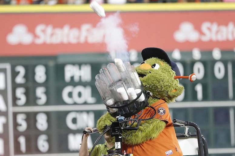Houston Astros, Orbit, T-Shirt Cannon, Shooting Houston Astros, Orbit, T-Shirt Cannon, Shooting