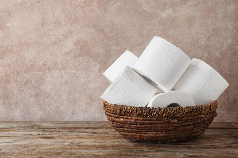 Toilet Paper, Rolls, Wooden Bowl, Bathroom, Table Toilet Paper, Rolls, Wooden Bowl, Bathroom, Table