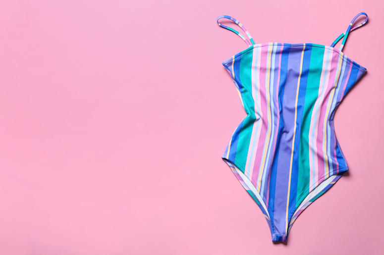 One Piece, Swimsuit, Pink Background One Piece, Swimsuit, Pink Background