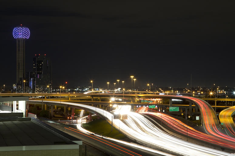 Downtown, Dallas, Night, Traffic Downtown, Dallas, Night, Traffic
