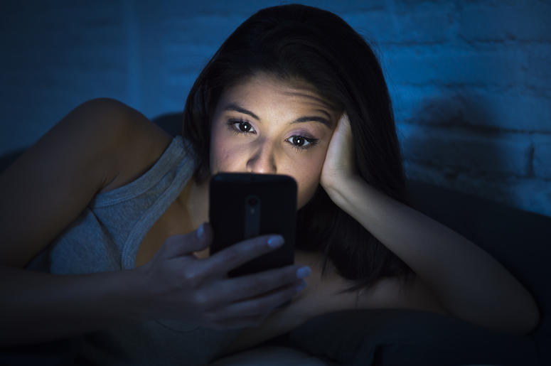 Late, Night, Bed, Woman, Cell Phone Late, Night, Bed, Woman, Cell Phone