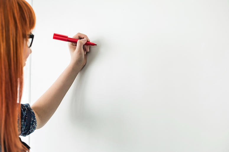 Woman, Marker, Dry-Erase Board, Whiteboard Woman, Marker, Dry-Erase Board, Whiteboard