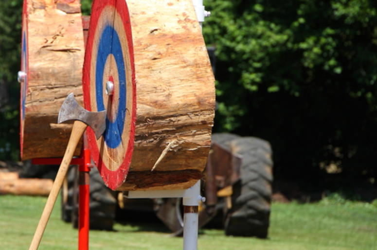 Axe on a painted target