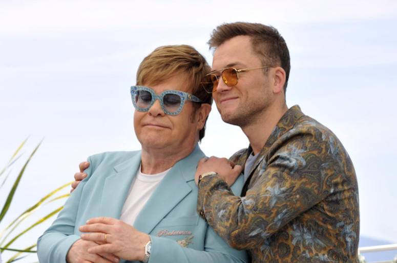 Elton John, Taron Egerton, Posing, Hug, Rocketman, Photocall, Cannes Film Festival, 2019 Elton John, Taron Egerton, Posing, Hug, Rocketman, Photocall, Cannes Film Festival, 2019