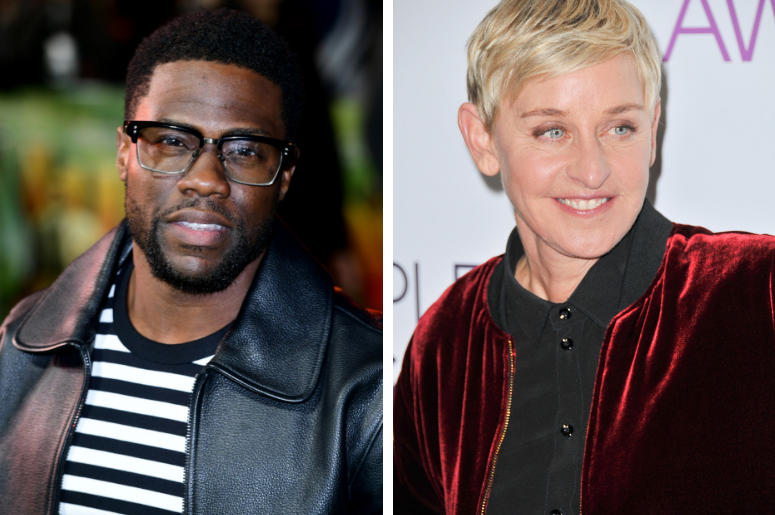 Kevin Hart who has been urged to reconsider his decision to pull out of hosting the Oscars amid controversy over homophobic tweets he posted almost a decade ago by Ellen DeGeneres / Ellen DeGeneres at the People's Choice Awards 2017 in Los Angeles. Kevin Hart who has been urged to reconsider his decision to pull out of hosting the Oscars amid controversy over homophobic tweets he posted almost a decade ago by Ellen DeGeneres / Ellen DeGeneres at the People's Choice Awards 2017 in Los Angeles.