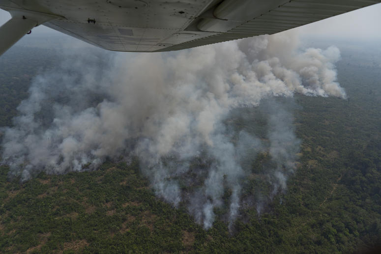 Fire consumes an area near Porto Velho, Brazil, Friday, Aug. 23, 2019. Fire consumes an area near Porto Velho, Brazil, Friday, Aug. 23, 2019.
