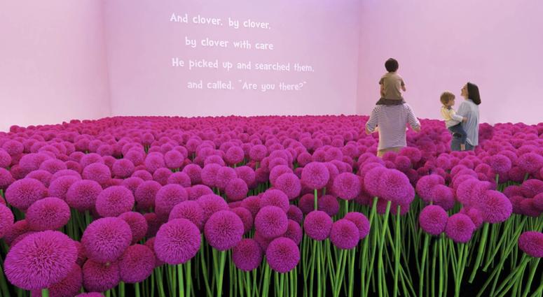 This undated rendering provided by Dr. Seuss Enterprises shows a field of clover, from Seuss' book "Horton Hears a Who," that will be incorporated as part of a touring immersive attraction tied to the work of the famous late author. Dr. Seuss Experience