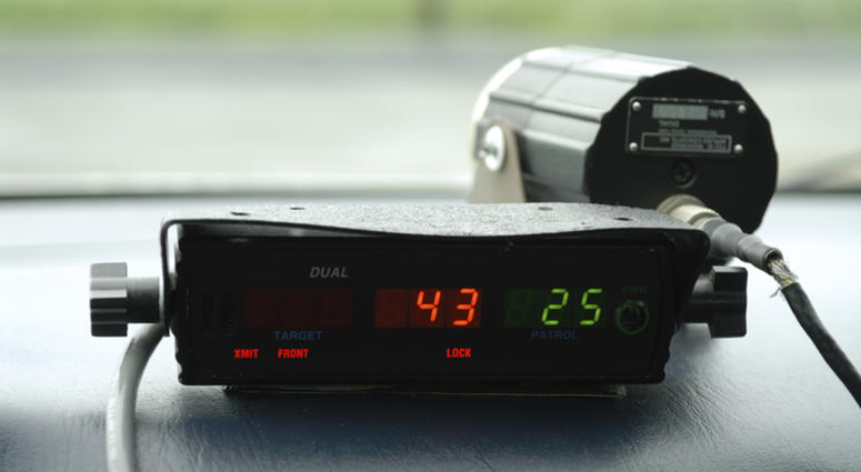 Police speed radar unit in police car. Police Radar