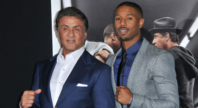 L-R) Sylvester Stallone and Michael B. Jordan arrives at the "Creed" Los Angeles Premiere held at the Regency Village Theater in Westwood, CA on Thursday, November 19, 2015. L-R) Sylvester Stallone and Michael B. Jordan arrives at the "Creed" Los Angeles Premiere held at the Regency Village Theater in Westwood, CA on Thursday, November 19, 2015.