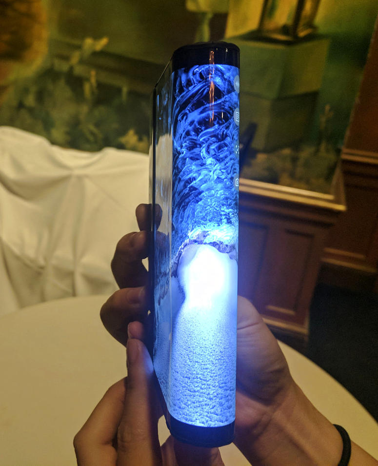 A FlexPai smartphone with a flexible screen displayed in San Francisco. A FlexPai smartphone with a flexible screen displayed in San Francisco.
