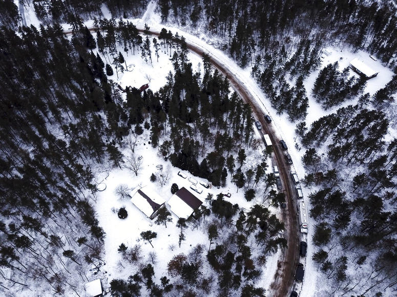 This aerial photo shows the cabin where 13-year-old Jayme Closs was held by Jake Thomas Patterson, is surrounded by law enforcement vehicles, Saturday, Jan. 12, 2019 in the town Gordon, Wis. This aerial photo shows the cabin where 13-year-old Jayme Closs was held by Jake Thomas Patterson, is surrounded by law enforcement vehicles, Saturday, Jan. 12, 2019 in the town Gordon, Wis.