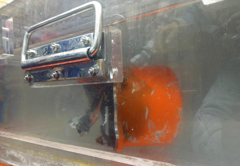 The recovered cockpit voice recorder of Lion Air flight 610 is kept in a water-filled container on board of Indonesian Navy ship KRI Spica in the waters of Tanjung Karawang, Indonesia, Monday, Jan. 14, 2019. The recovered cockpit voice recorder of Lion Air flight 610.