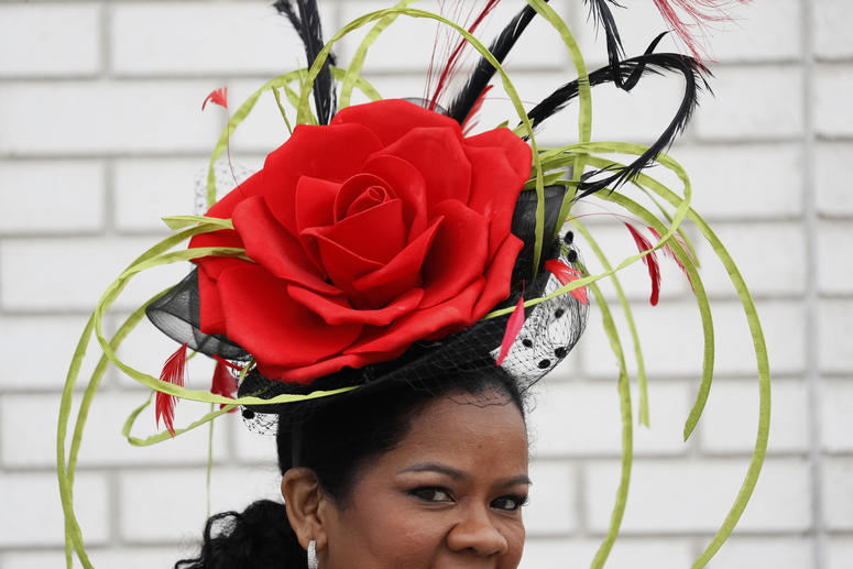 A woman wears a hat during the 145th running of the Kentucky Derby horse race at Churchill Downs Saturday, May 4, 2019, in Louisville, Ky. A woman wears a hat during the 145th running of the Kentucky Derby horse race at Churchill Downs Saturday, May 4, 2019, in Louisville, Ky.