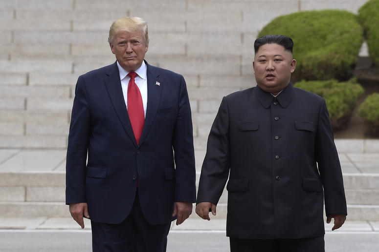 President Donald Trump, left, meets with North Korean leader Kim Jong Un at the North Korean side of the border at the village of Panmunjom in Demilitarized Zone, Sunday, June 30, 2019. President Donald Trump, left, meets with North Korean leader Kim Jong Un at the North Korean side of the border at the village of Panmunjom in Demilitarized Zone, Sunday, June 30, 2019.