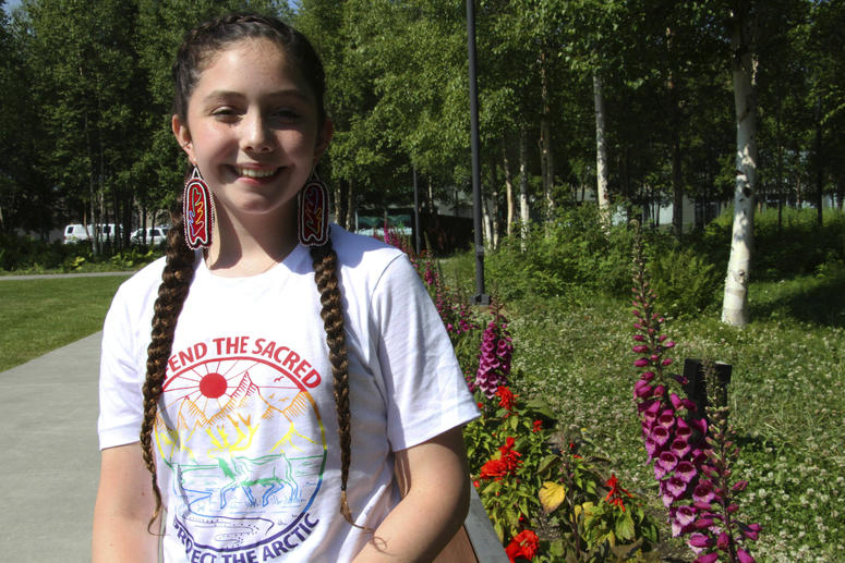 This June 23, 2019 photo shows Sovereign Bill, who voices the lead of the new PBS series "Molly of Denali," outside the Anchorage Museum in Anchorage, Alaska. Molly of Denali
