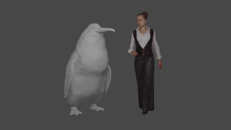 This illustration provided by the Canterbury Museum, shows the approximate height of a giant penguin, a "crossvallia waiparensis" next to a human being. This illustration provided by the Canterbury Museum, shows the approximate height of a giant penguin, a "crossvallia waiparensis" next to a human being.