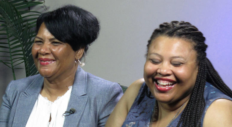 Alice Marie Johnson, left, and her daughter Katina Marie Scales wait to start a TV interview on Thursday, June 7, 2018 in Memphis, Tenn. Alice Marie Johnson, left, and her daughter Katina Marie Scales wait to start a TV interview on Thursday, June 7, 2018 in Memphis, Tenn.