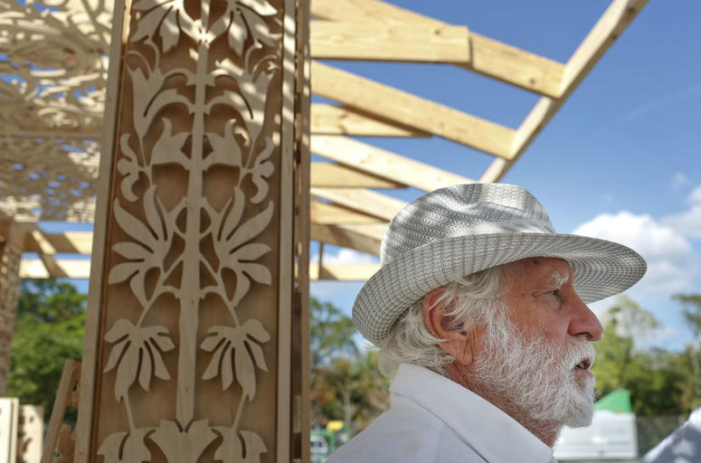 California artist David Best talks about how he is building a non-denominational, temporary temple for the anniversary of the Marjory Stoneman Douglas High School shooting massacre, on Tuesday, Feb. 5, 2019 in Coral Springs, Fla. California artist David Best talks about how he is building a non-denominational, temporary temple for the anniversary of the Marjory Stoneman Douglas High School shooting massacre, on Tuesday, Feb. 5, 2019 in Coral Springs, Fla.
