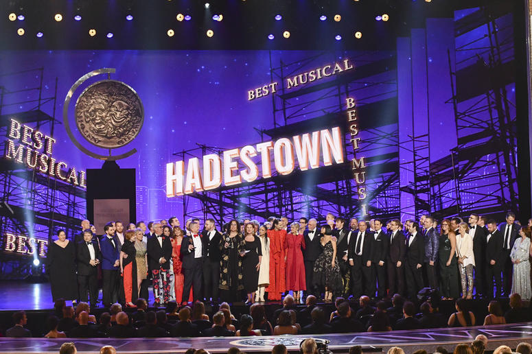 The company of "Hadestown," accept the award for best musical at the 73rd annual Tony Awards at Radio City Music Hall on Sunday, June 9, 2019, in New York. The company of "Hadestown," accept the award for best musical at the 73rd annual Tony Awards at Radio City Music Hall on Sunday, June 9, 2019, in New York.